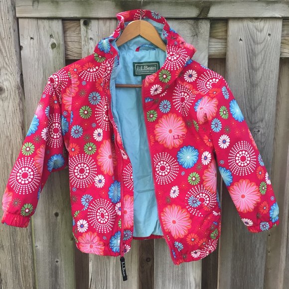 L.L. Bean red spring/fall light hooded jacket - size 5/6 - Picture 4 of 8